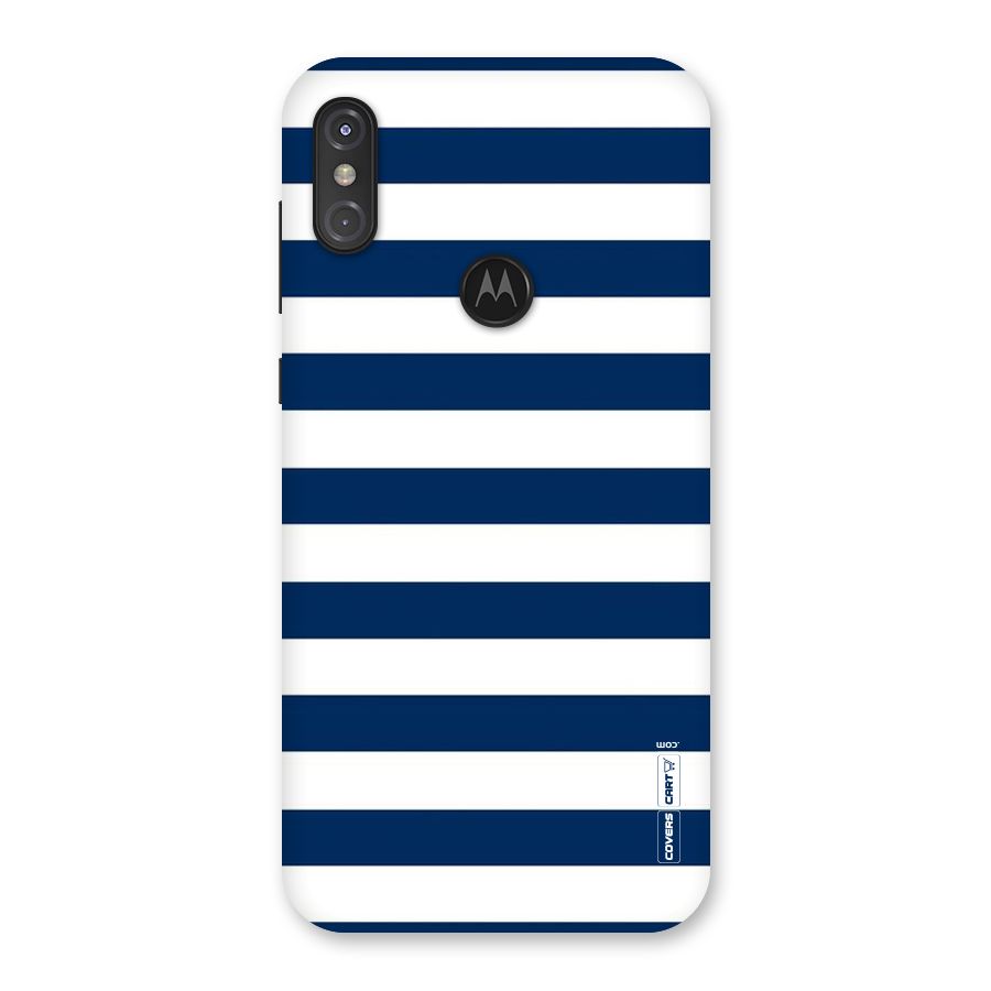 Classic Blue White Stripes Back Case for Motorola One Power