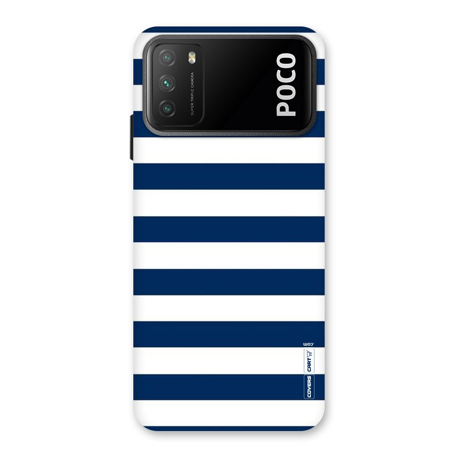 Classic Blue White Stripes Back Case for Poco M3