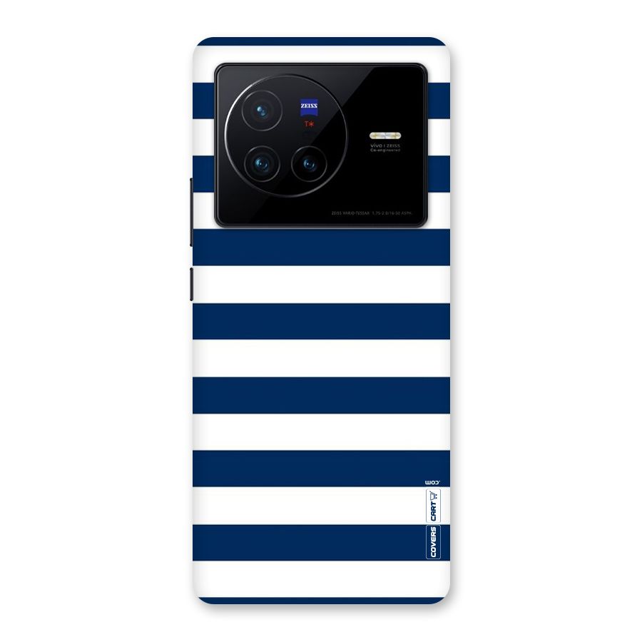 Classic Blue White Stripes Back Case for Vivo X80