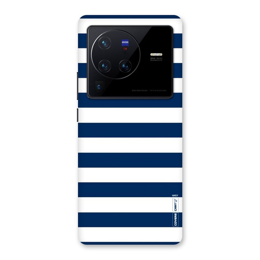 Classic Blue White Stripes Back Case for Vivo X80 Pro