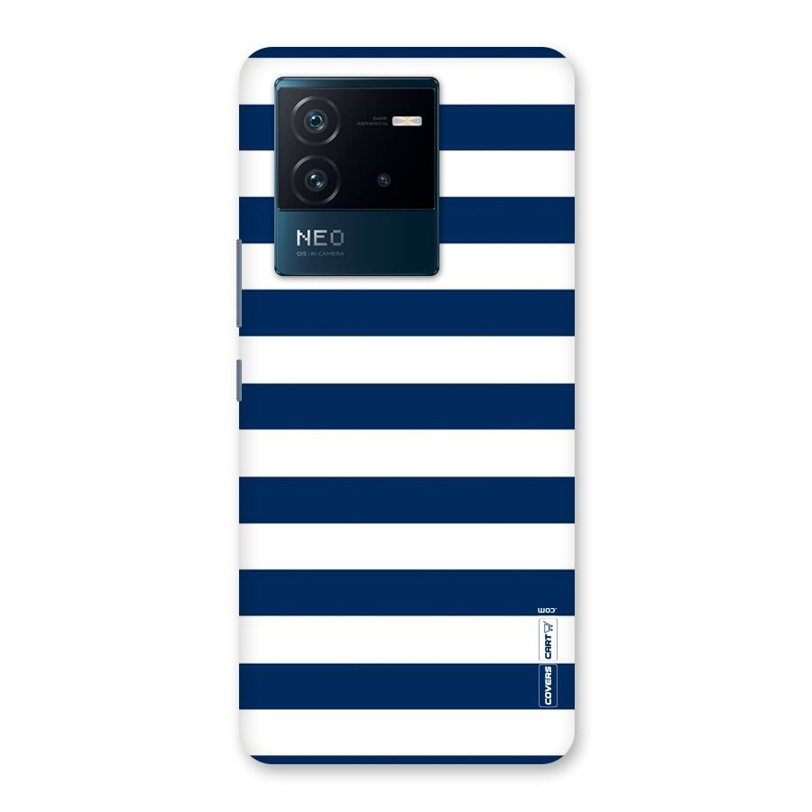 Classic Blue White Stripes Back Case for Vivo iQOO Neo 6 5G
