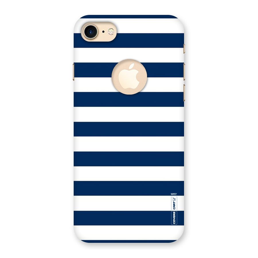 Classic Blue White Stripes Back Case for iPhone 7 Logo Cut
