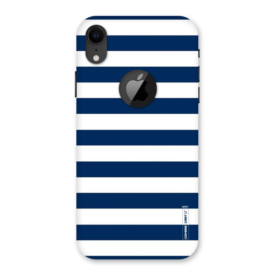 Classic Blue White Stripes Back Case for iPhone XR Logo Cut