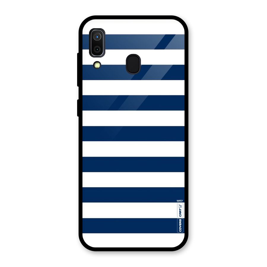 Classic Blue White Stripes Glass Back Case for Galaxy A30