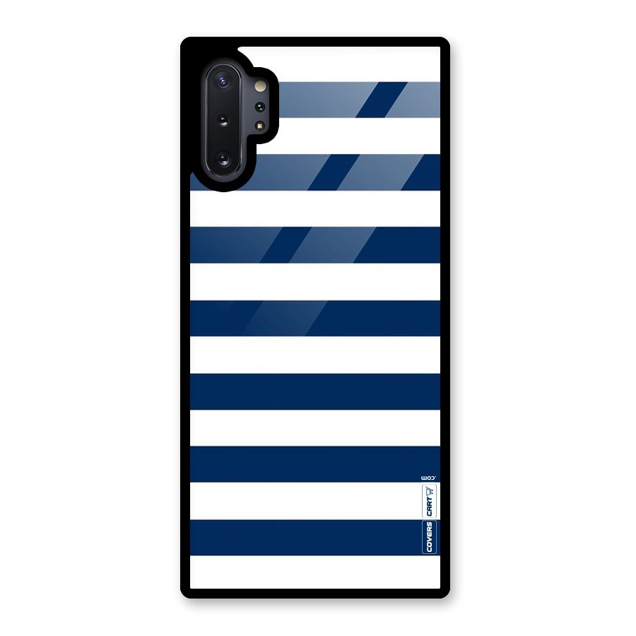 Classic Blue White Stripes Glass Back Case for Galaxy Note 10 Plus