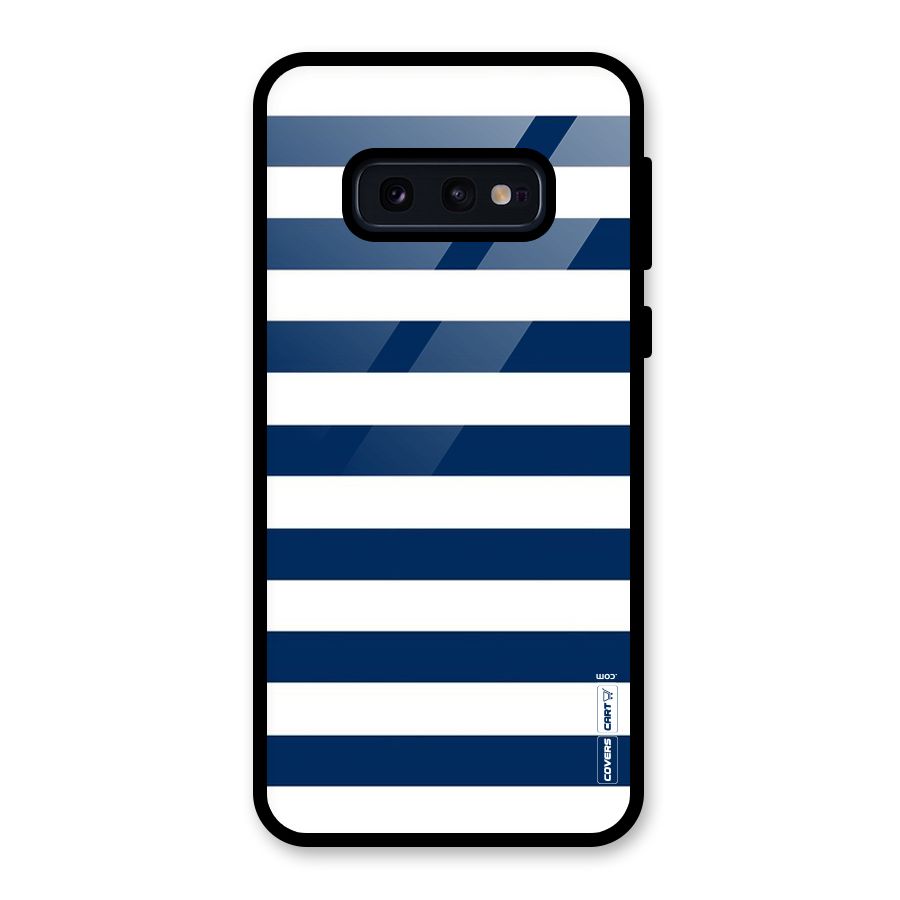 Classic Blue White Stripes Glass Back Case for Galaxy S10e