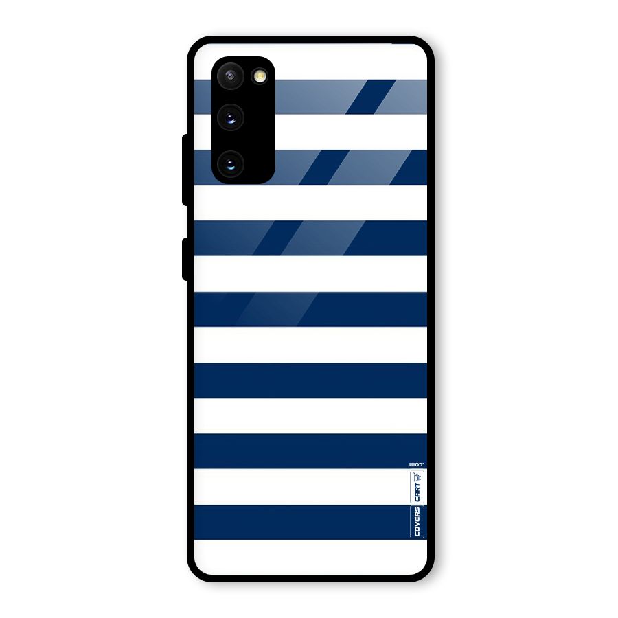 Classic Blue White Stripes Glass Back Case for Galaxy S20 FE 5G
