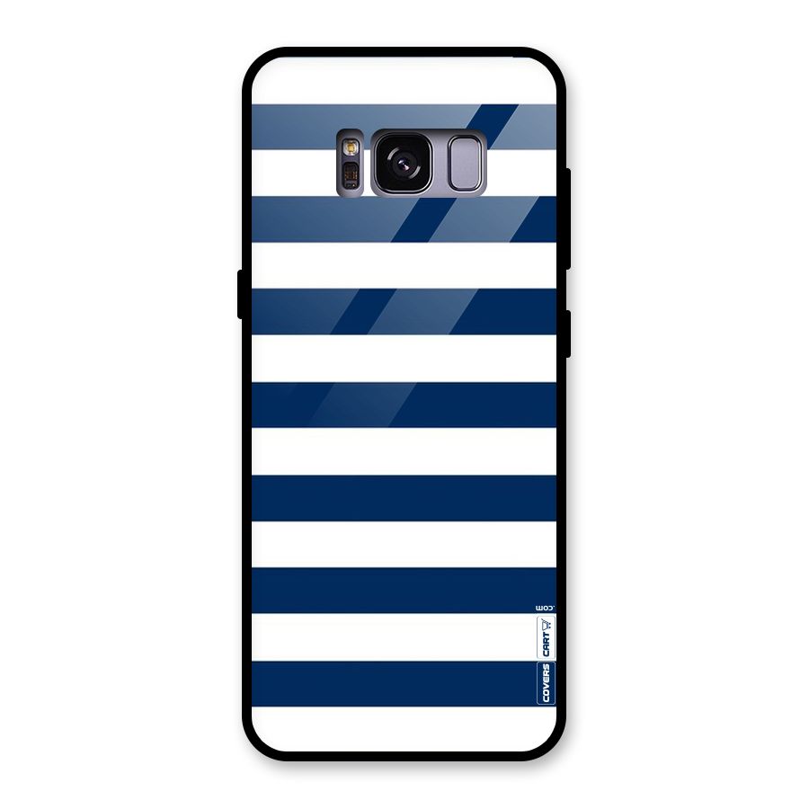 Classic Blue White Stripes Glass Back Case for Galaxy S8