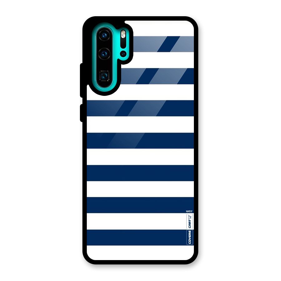 Classic Blue White Stripes Glass Back Case for Huawei P30 Pro