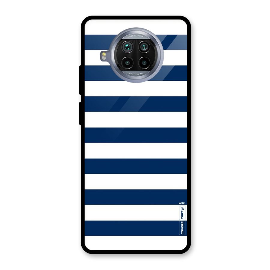 Classic Blue White Stripes Glass Back Case for Mi 10i