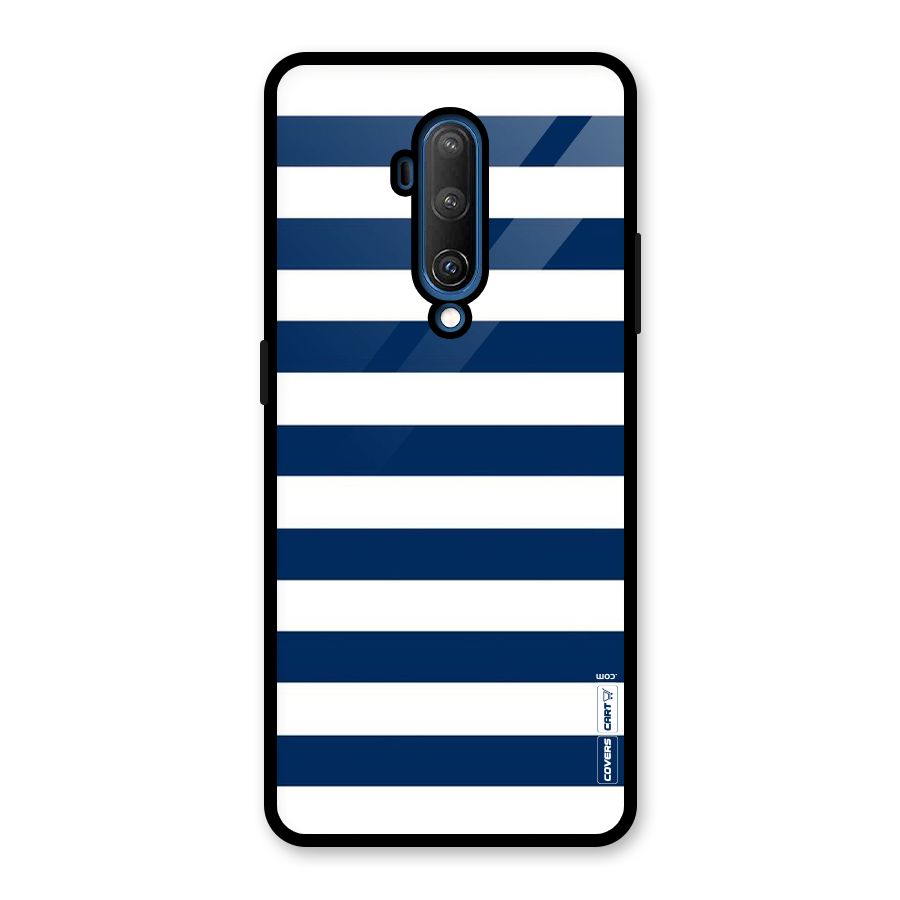Classic Blue White Stripes Glass Back Case for OnePlus 7T Pro