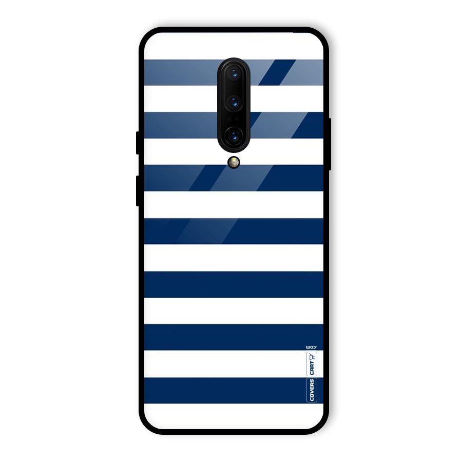 Classic Blue White Stripes Glass Back Case for OnePlus 7 Pro