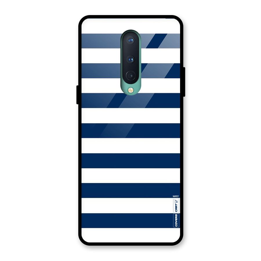 Classic Blue White Stripes Glass Back Case for OnePlus 8