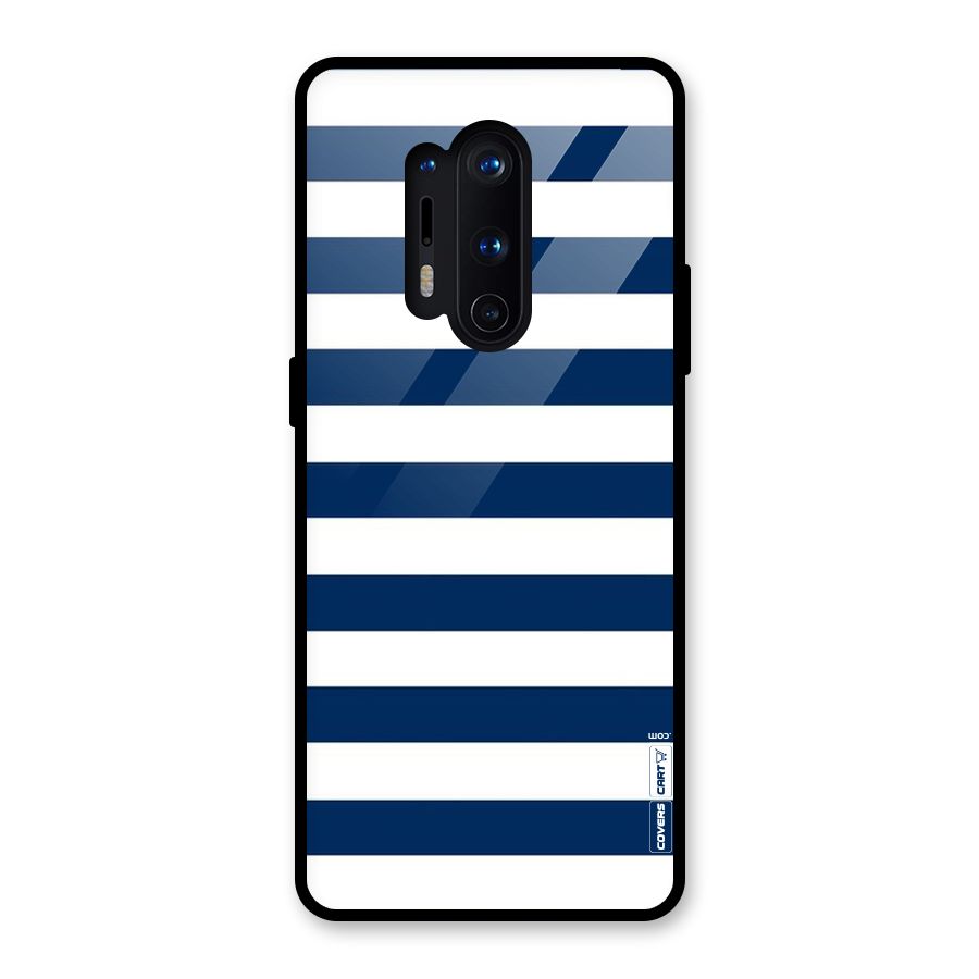 Classic Blue White Stripes Glass Back Case for OnePlus 8 Pro