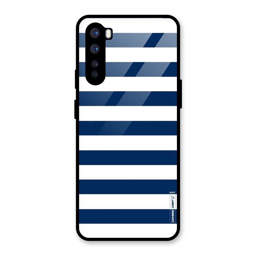 Classic Blue White Stripes Glass Back Case for OnePlus Nord