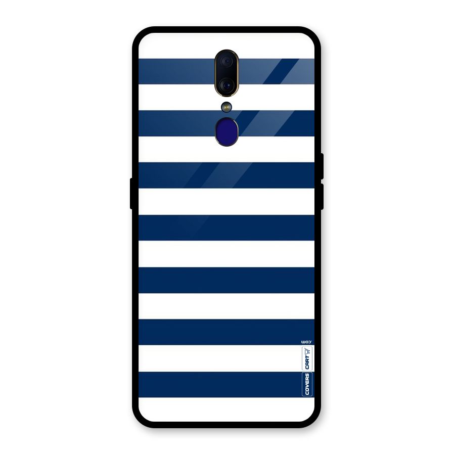 Classic Blue White Stripes Glass Back Case for Oppo F11