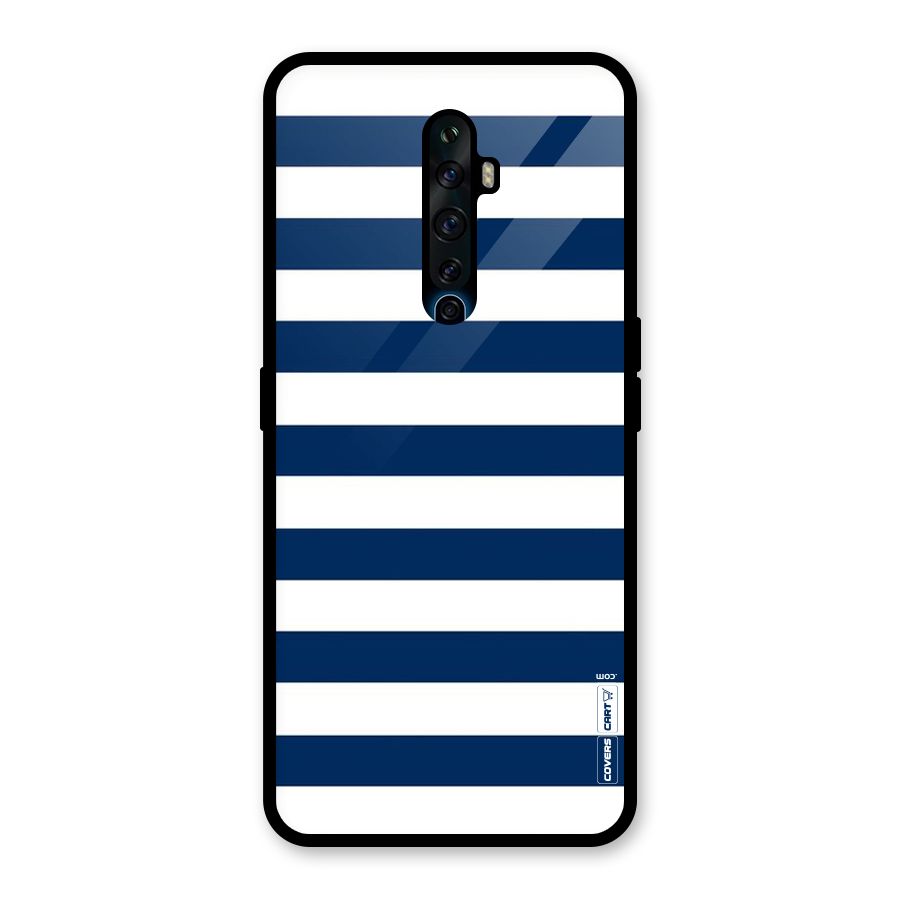 Classic Blue White Stripes Glass Back Case for Oppo Reno2 F