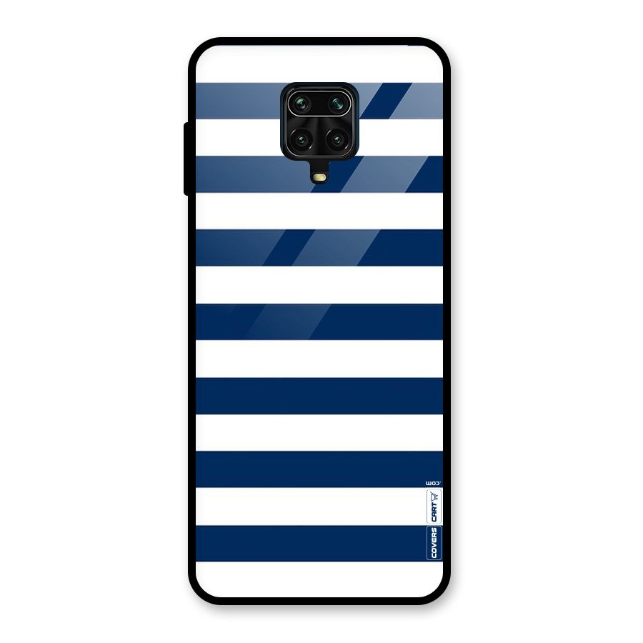 Classic Blue White Stripes Glass Back Case for Poco M2 Pro