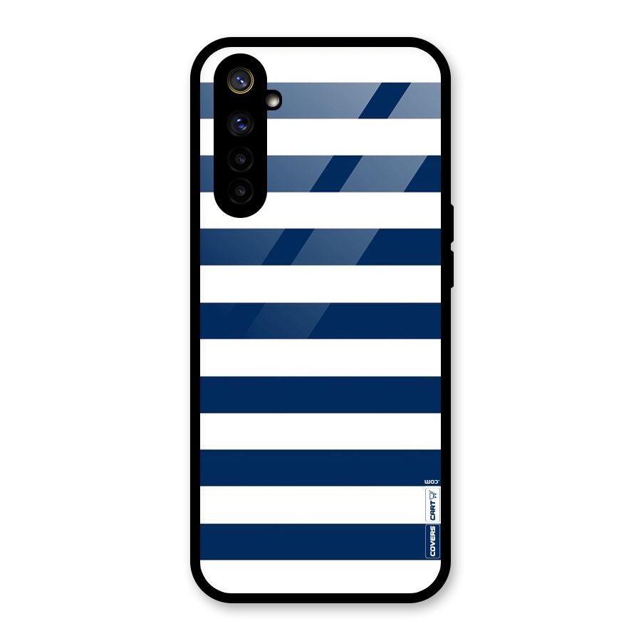 Classic Blue White Stripes Glass Back Case for Realme 6i