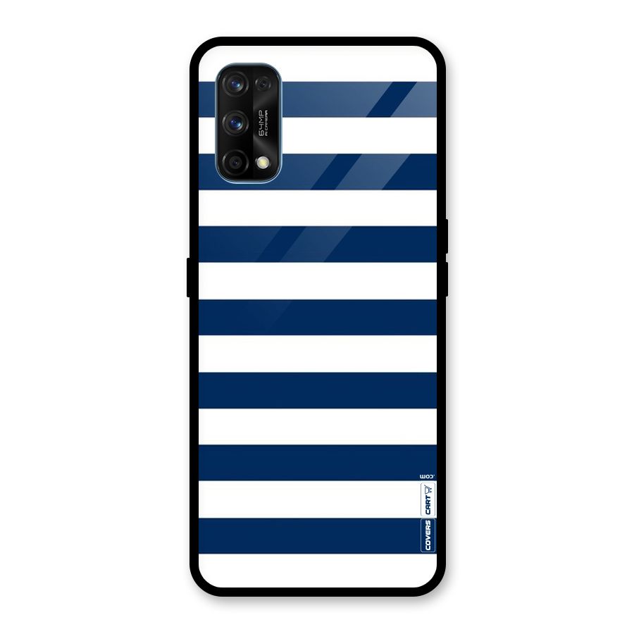 Classic Blue White Stripes Glass Back Case for Realme 7 Pro