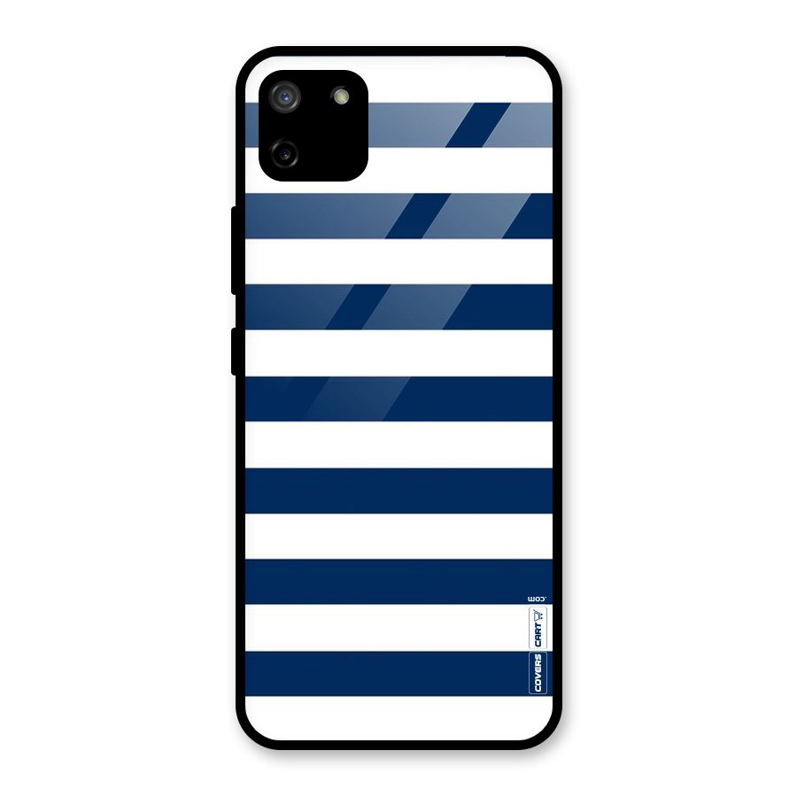 Classic Blue White Stripes Glass Back Case for Realme C11