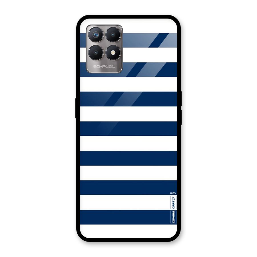 Classic Blue White Stripes Glass Back Case for Realme Narzo 50