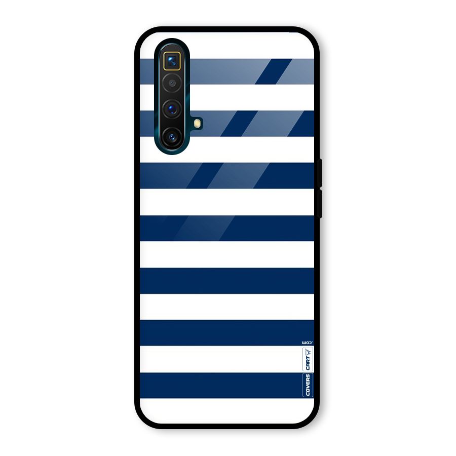 Classic Blue White Stripes Glass Back Case for Realme X3 SuperZoom