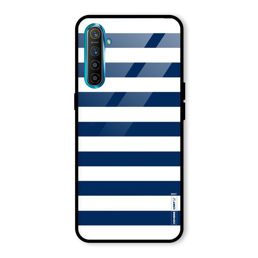 Classic Blue White Stripes Glass Back Case for Realme XT