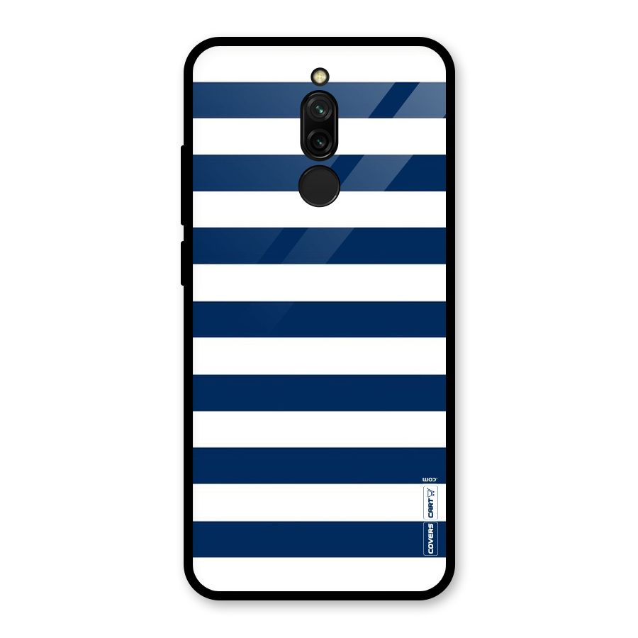 Classic Blue White Stripes Glass Back Case for Redmi 8