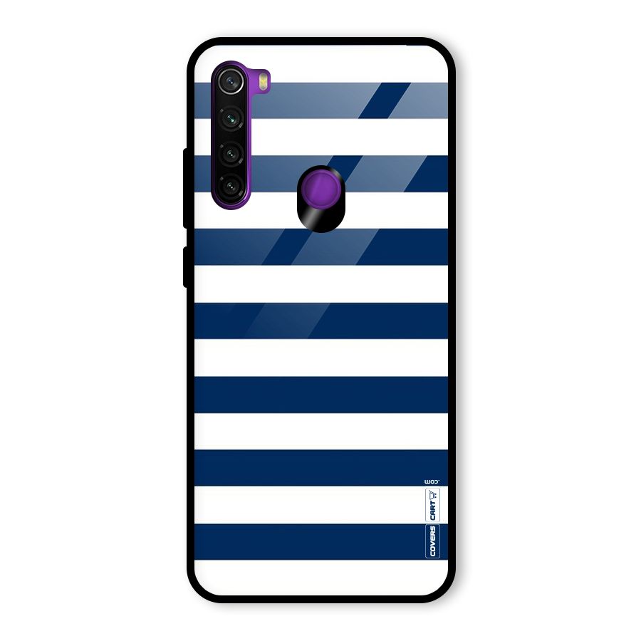 Classic Blue White Stripes Glass Back Case for Redmi Note 8