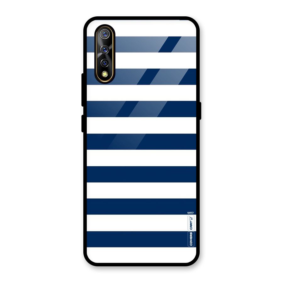 Classic Blue White Stripes Glass Back Case for Vivo S1