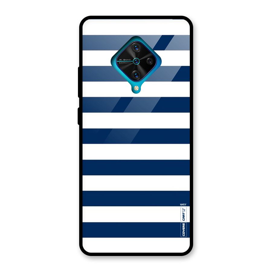 Classic Blue White Stripes Glass Back Case for Vivo S1 Pro