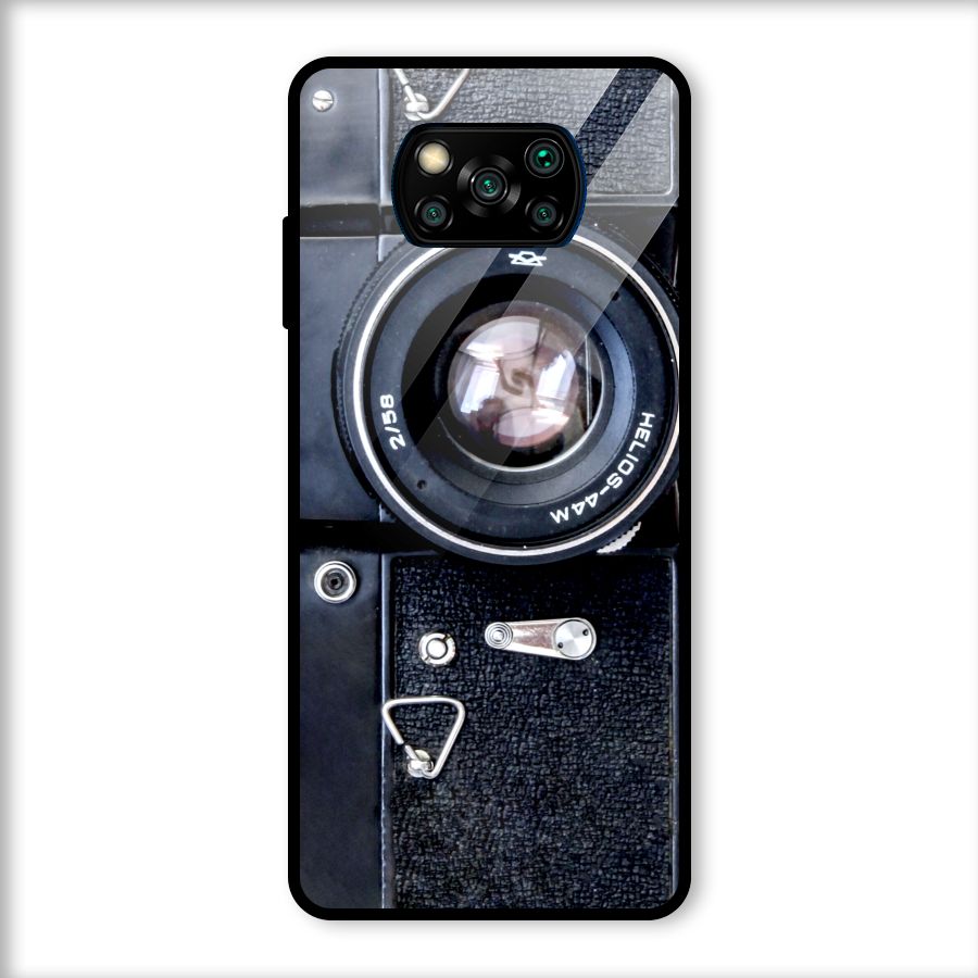 Classic Camera Glass Back Case for Poco X3