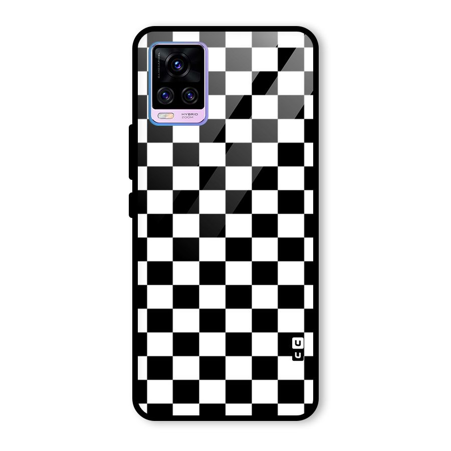 Classic Check Glass Back Case for Vivo V20 Pro