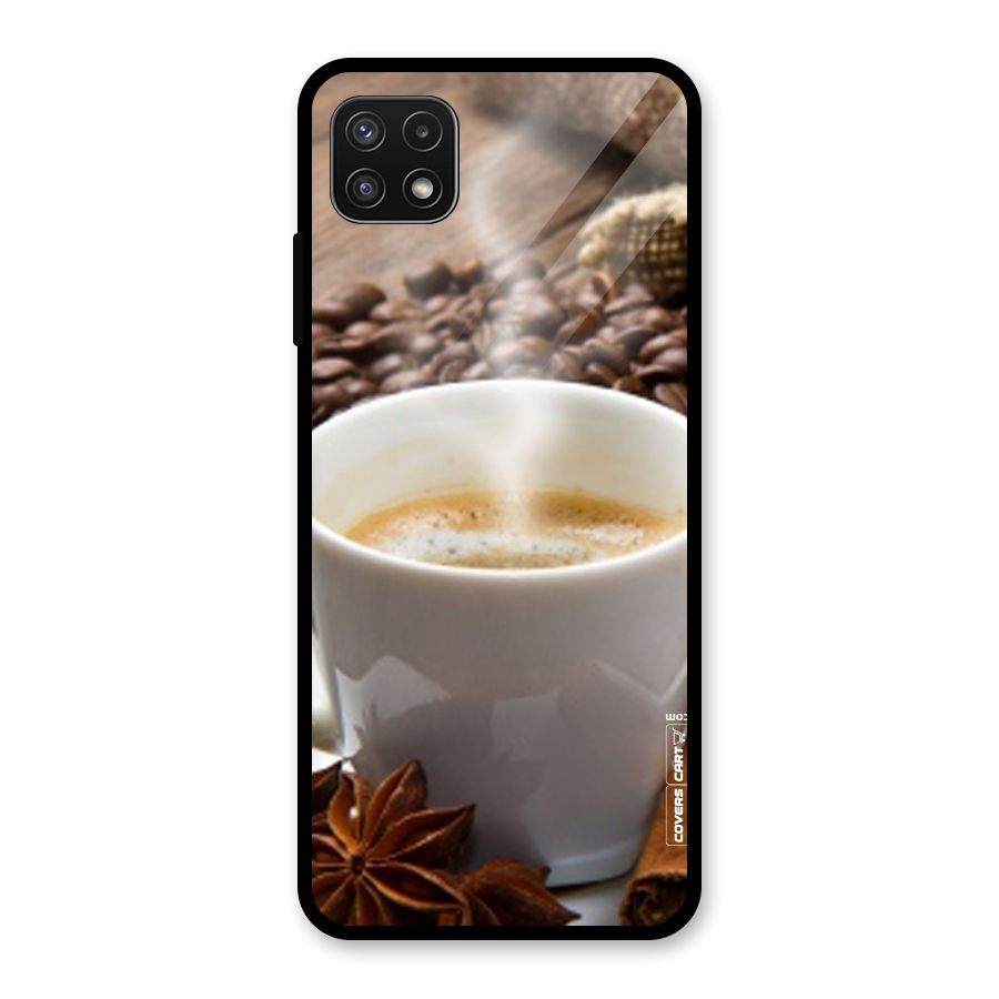 Classic Coffee Beans Glass Back Case for Galaxy A22 5G
