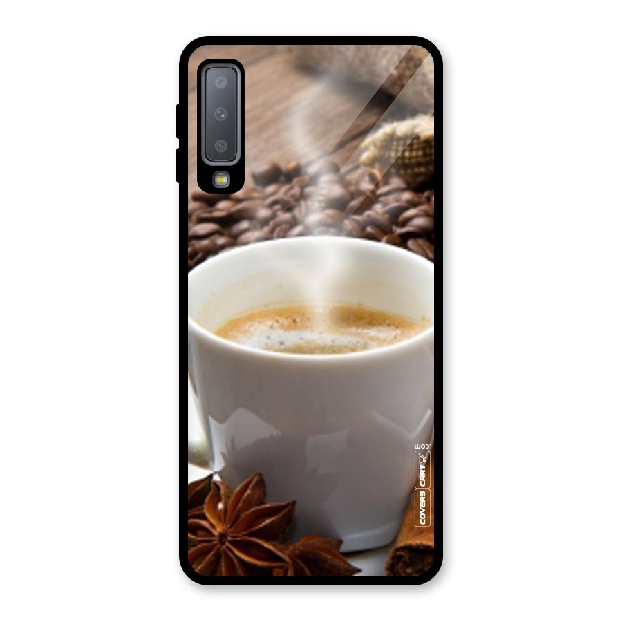 Classic Coffee Beans Glass Back Case for Galaxy A7 (2018)