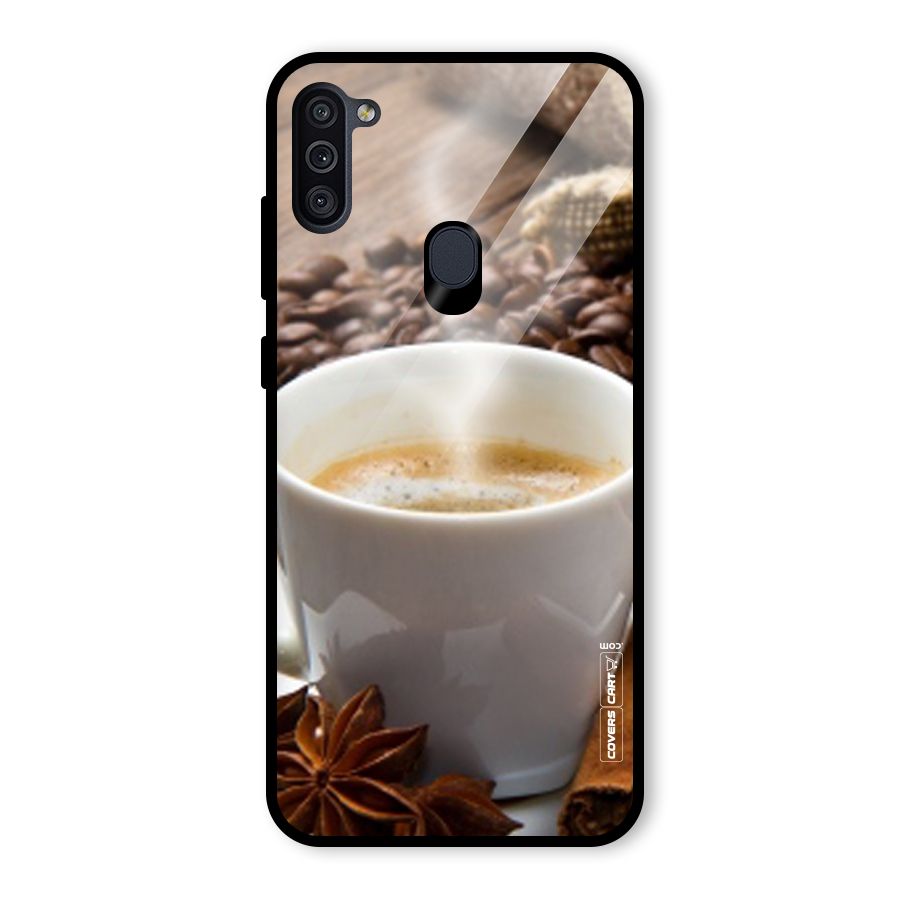 Classic Coffee Beans Glass Back Case for Galaxy M11
