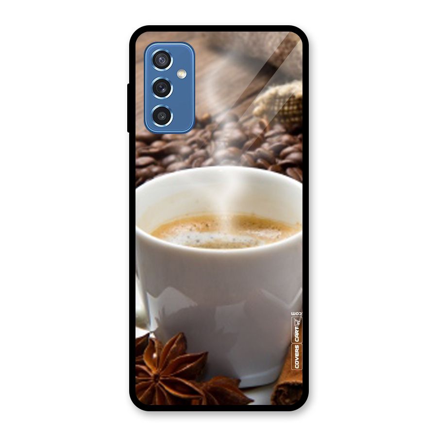 Classic Coffee Beans Glass Back Case for Galaxy M52 5G