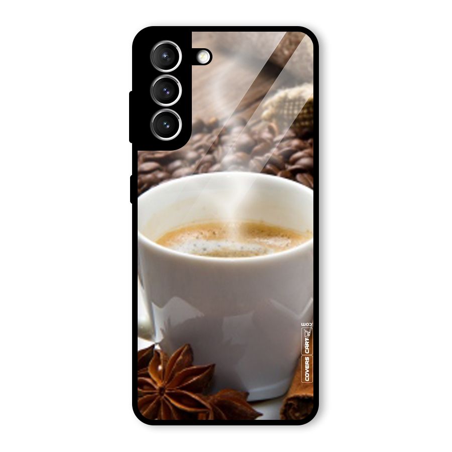 Classic Coffee Beans Glass Back Case for Galaxy S21 5G