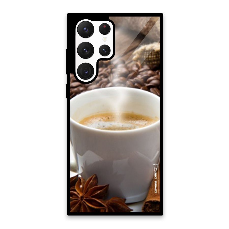 Classic Coffee Beans Glass Back Case for Galaxy S22 Ultra 5G