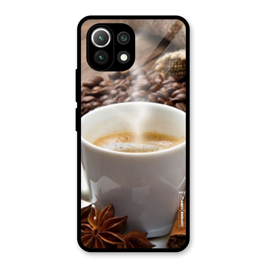 Classic Coffee Beans Glass Back Case for Mi 11 Lite