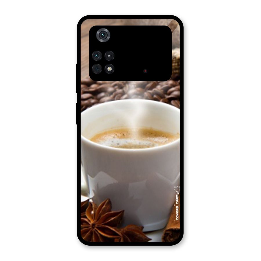 Classic Coffee Beans Glass Back Case for Poco M4 Pro 4G