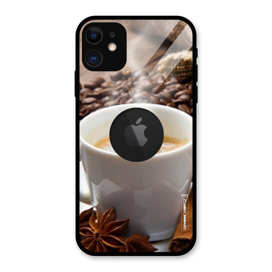 Classic Coffee Beans Glass Back Case for iPhone 11 Logo Cut