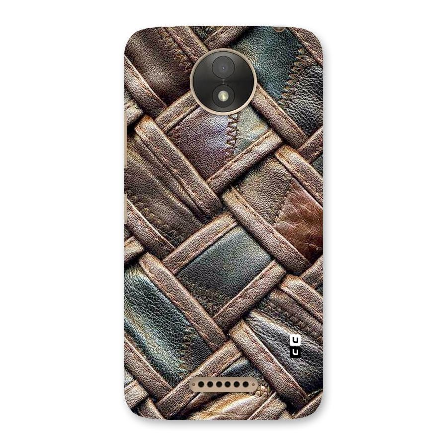 Classic Leather Belt Design Back Case for Moto C Plus