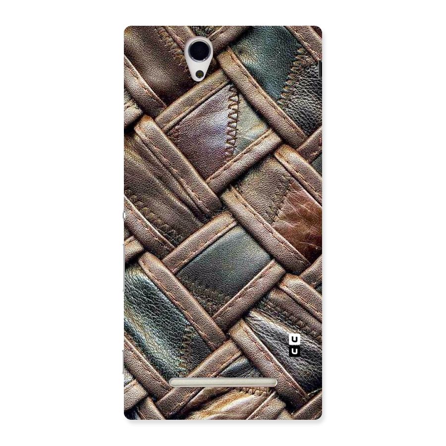 Classic Leather Belt Design Back Case for Sony Xperia C3