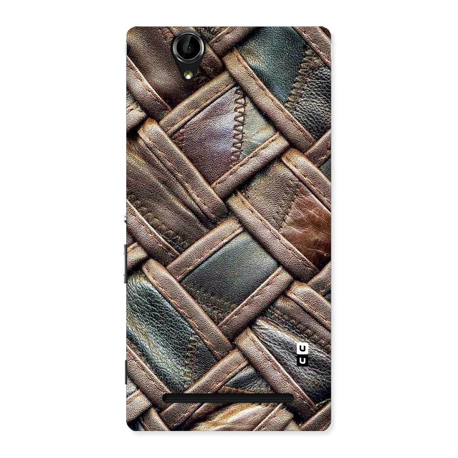 Classic Leather Belt Design Back Case for Sony Xperia T2