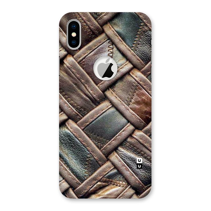 Classic Leather Belt Design Back Case for iPhone XS Logo Cut