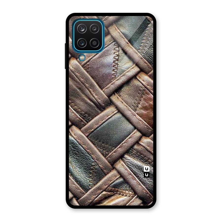 Classic Leather Belt Design Glass Back Case for Galaxy A12