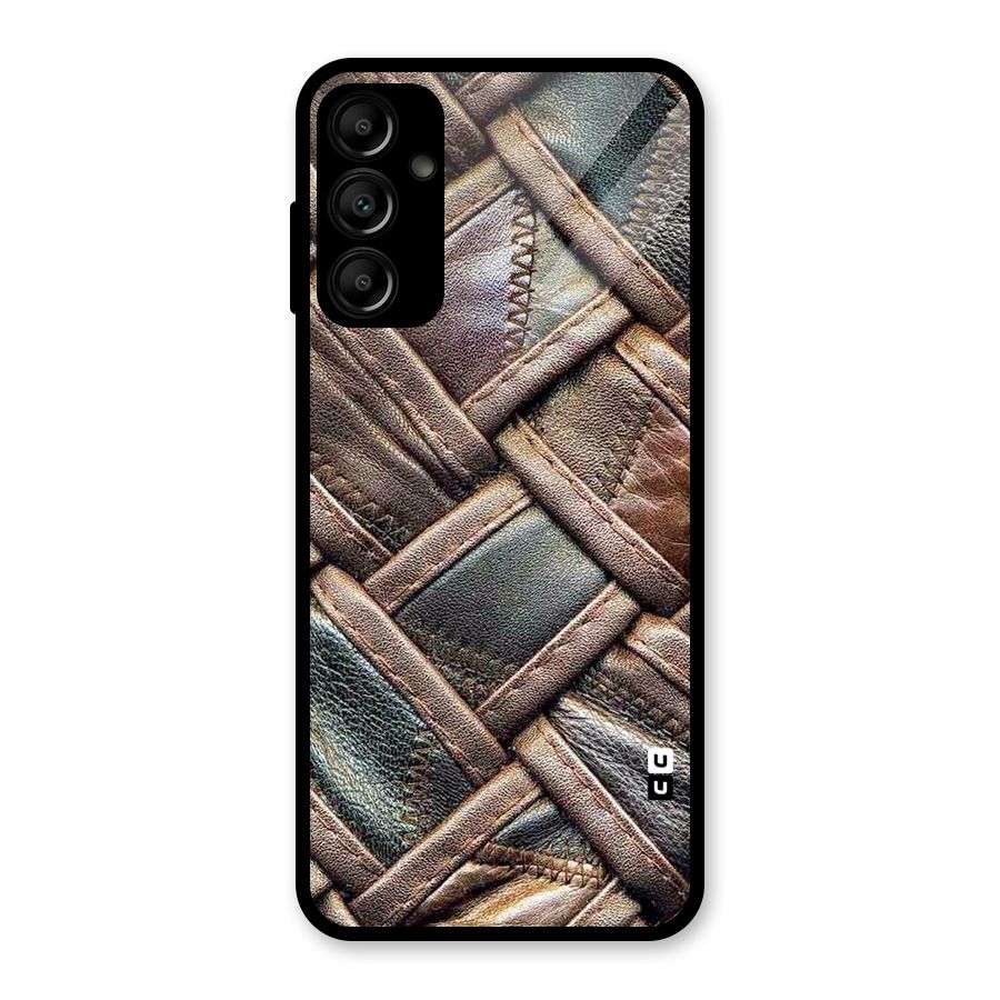 Classic Leather Belt Design Glass Back Case for Galaxy A14 5G