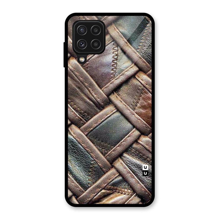 Classic Leather Belt Design Glass Back Case for Galaxy A22 4G